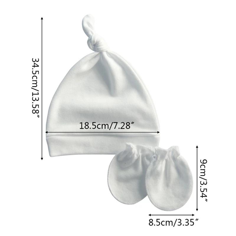 

Baby Anti-scratching Gloves Knotted Hat Set Newborn Mittens Warm Beanie Cap Kit 97BC