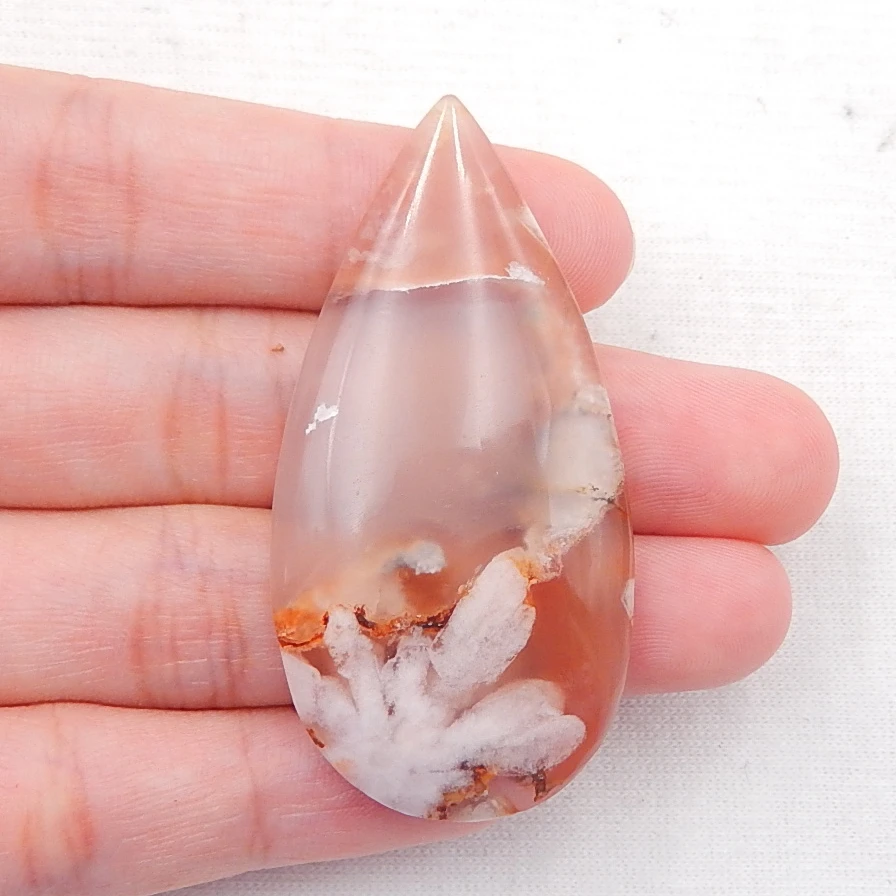 

New Arrival Natural Sakura Agate teardrop Cabochons bead For Jewelry Making DIY Charms Pendant 51x26x6mm,11.5g