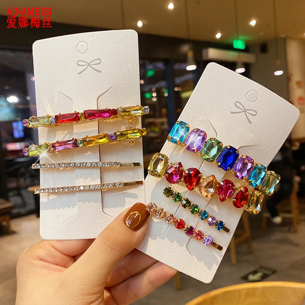 

AINAMEISI Fashion Crystal Hair Clips For Women Pearl Hairpins Rhinestones Barrettes Sets Geometric Hair Jewelry Accessories