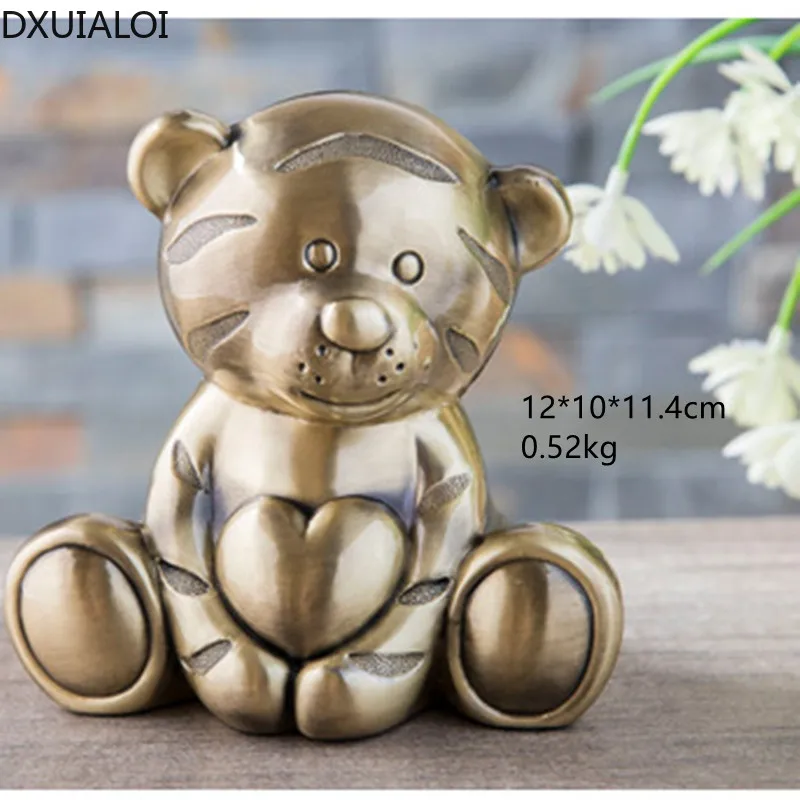 

Home Decoration Hug Heart Cute Tiger Piggy Bank European Creative Personality Piggy Bank Metal Crafts Children's Gift DXUIALOI