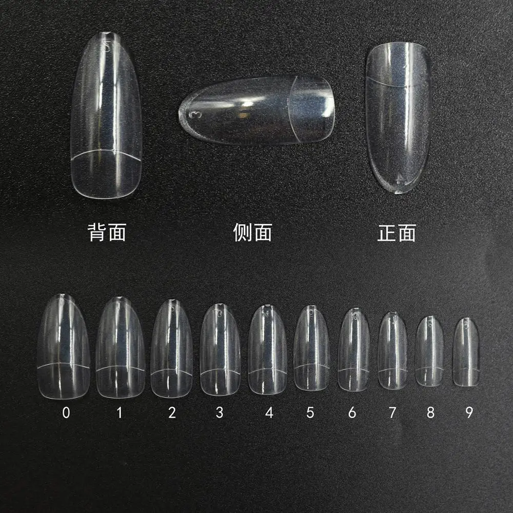 Накладные ногти овальные французские короткие прозрачные наполовину покрывают