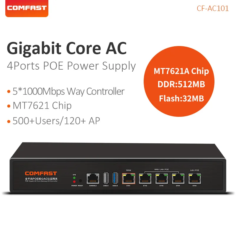 wifi repeater Gigabit POE Core Gateway AC 5*1000Mbps RJ45 ports Wi fi Access AC Router CF-AC101 router