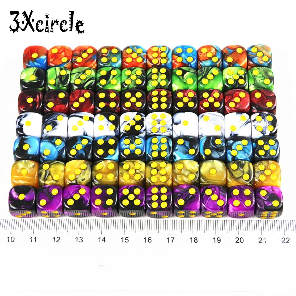 100 шт. игральные кости с радужными кубиками 12 мм шт./компл. из D6 игра в игры для