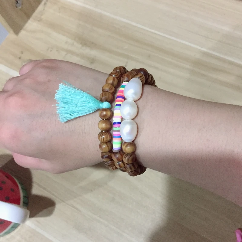 Женский эластичный браслет с бусинами из натурального камня | Украшения и