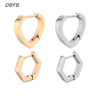 obyb heart shaped geometric earrings gold silver color stainless steel metal earrings for women men punk jewelry 2021 new brinco