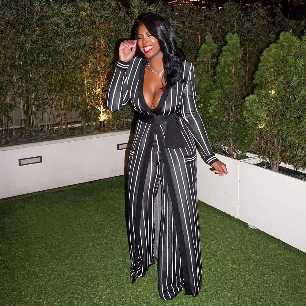 Adogirl/черная полосатая повязка комплект из двух предметов длинный плащ и длинные