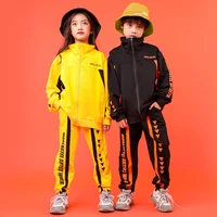 kids cool fashion high neck jacket top coat running casual hip hop pants clothing for girls boys jazz dance costume clothes wear