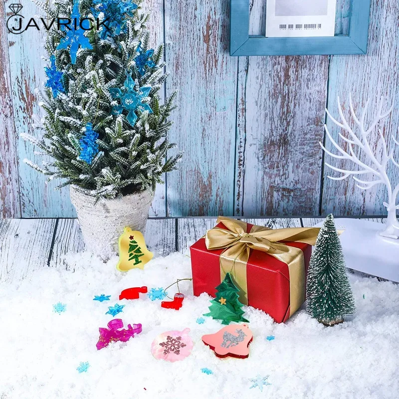 

25Pcs Christmas Theme Silicone Resin Casting Mold Kit Epoxy Resin Pendant Mold with Hanging Hole, Including Snowflake
