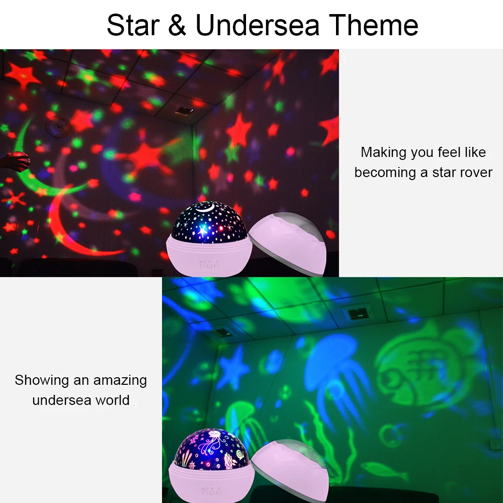 Новинка светодиодный вращающийся Звездный проектор светильник ing Moon звездное