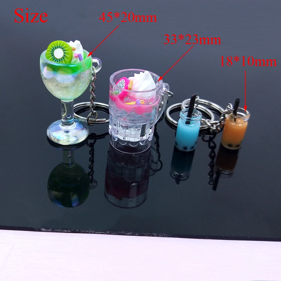Акриловые милый брелок мороженое чай чайный сервиз для бутылок с подвеской сумки