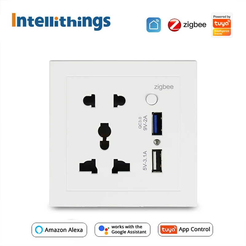 

Универсальная Розетка Intellithings Tuya Zigbee, 2 USB-порта, 100 в