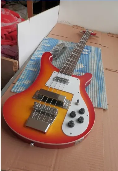 

Top quality 4 strings Rick 4003 fireglo electric bass cherry red finish Ricken Electric bass guitar 12yue25