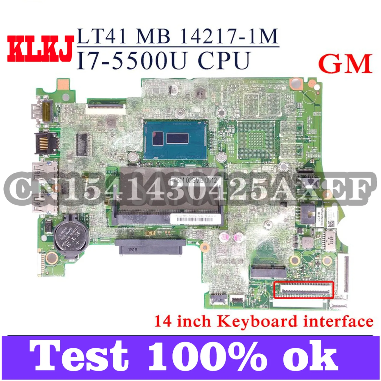 

KLKJ LT41 MB 14217-1M лаптоп материнская плата для ноутбука Lenovo YOGA 500-14IBD FLEX3-1470 (14 дюймов) оригинальная материнская плата I7-5500U GM