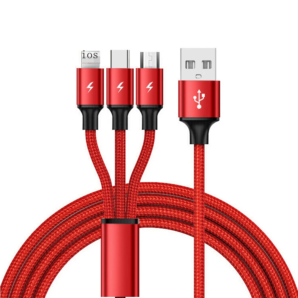 3 в 1 8Pin usb type C Micro USB кабель для IPhone 8X7 6 6S Plus samsung Nokia кабели быстрой зарядки