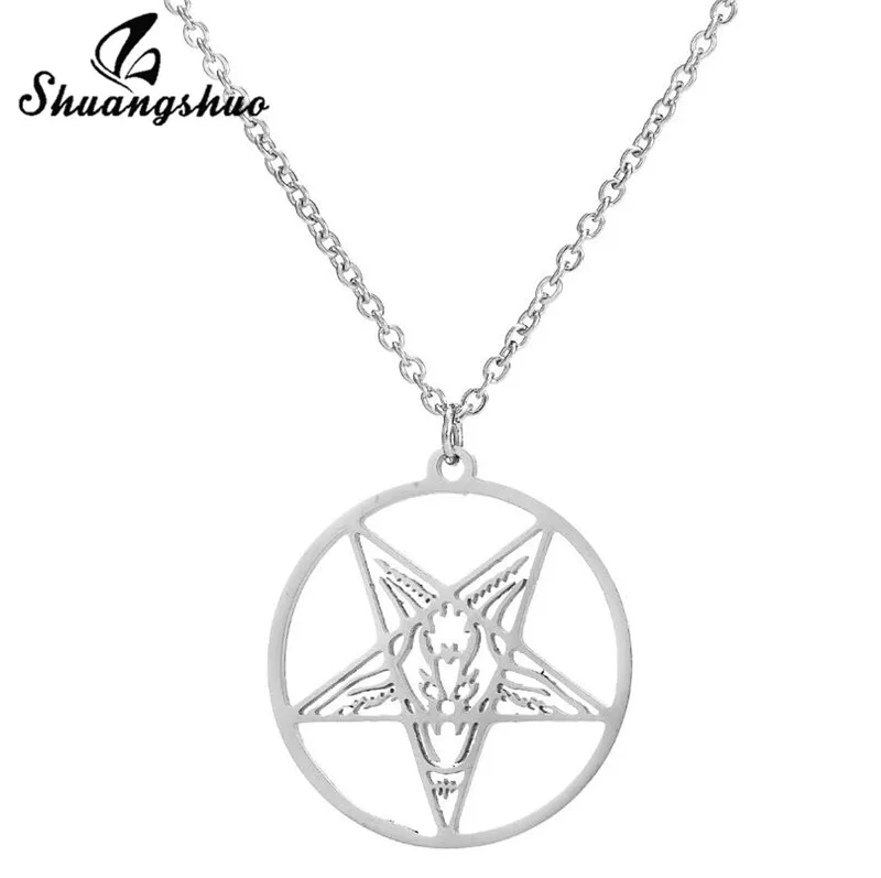 Shuangshuo сатанинский символ Bijoux Talisman Baphomet ожерелье из нержавеющей стали козья