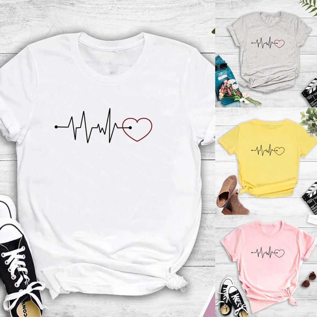 Женская Повседневная Свободная блузка с круглым вырезом и коротким рукавом