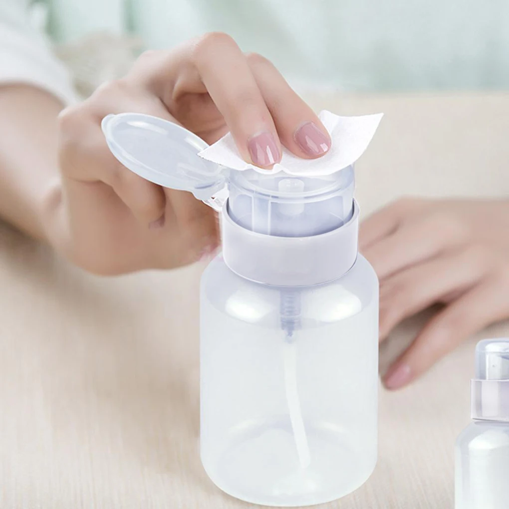 

10/30/60/80/100/120/200ml Plastic Refillable Bottle Push Down Empty Pump Dispenser Nail Polish Remover Alcohol Clear Bottles