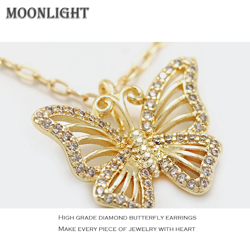 

New Hollow Out Butterfly Earrings For Women Temperament Vintage Clavicle Pendant Gold Plated Necklace Jewelry Set Accessories