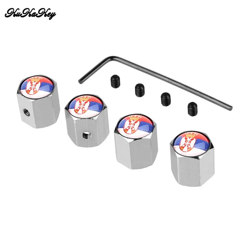 Колпачки для клапанов автомобильных шин Selvia в стиле флага противоугонные