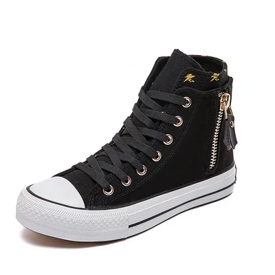 

Long high-top walk canvas shoes Korean version of students' board shoes casual shoes heightened small Walking shoes