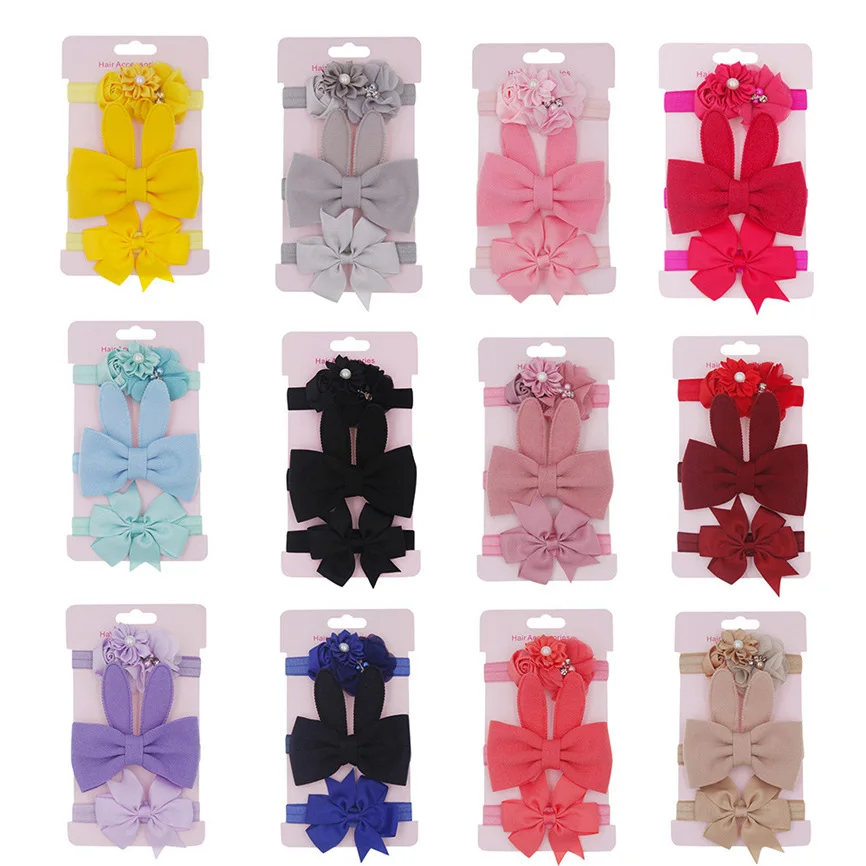 Повязки на голову для маленьких девочек 3 шт. повязка с цветочным рисунком