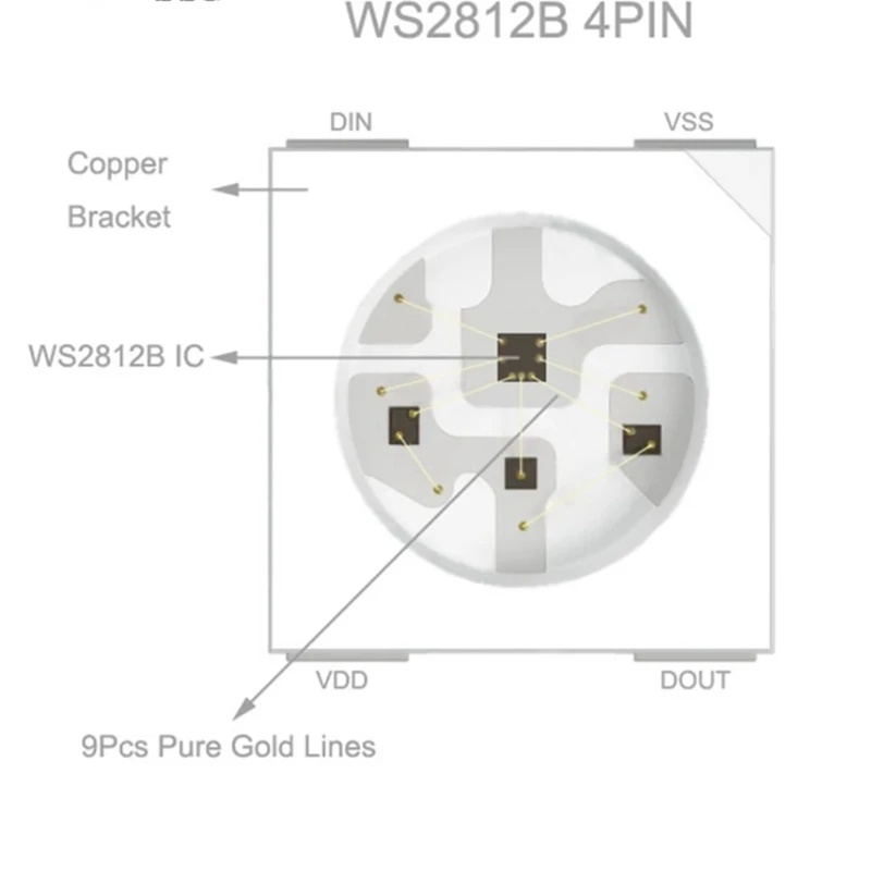 100 шт. WS2812B RGB светодиодный чип 5050SMD белый PCB WS2812 индивидуально адресуемый пикселей