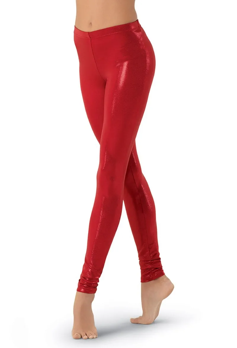 Женские спандекс блестящие металлические Капри для танцев Высокая талия размера