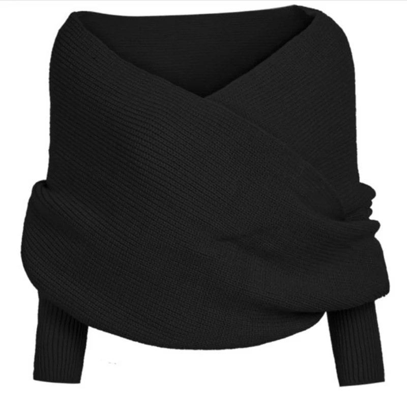 Женский вязаный свитер с V-образным вырезом и длинным рукавом |