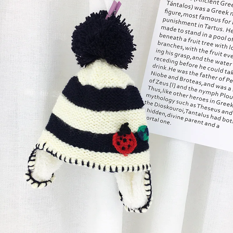 

2020 Newborn Baby Child Keep Warm Earmuffs Manual Knitting Spirit Wool Hat Male Girl Baby Hats