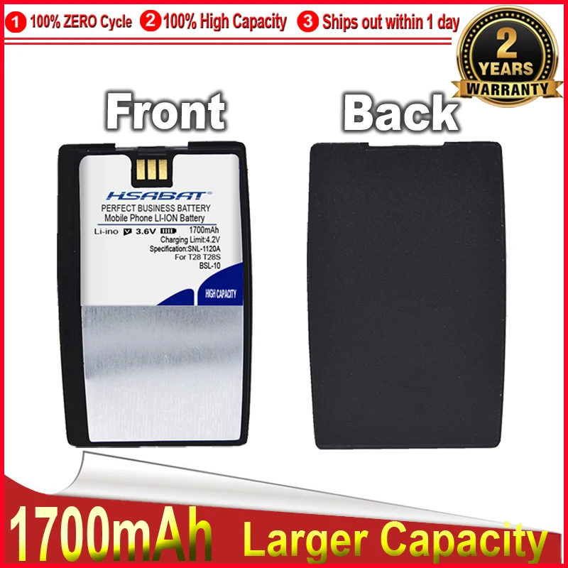 Аккумулятор HSABAT 0 цикл 1700 мАч BSL10 для Sony Ericsson T28 T28S T28SC T29 T39 T520 T320 R520 R320 BUS-11 |