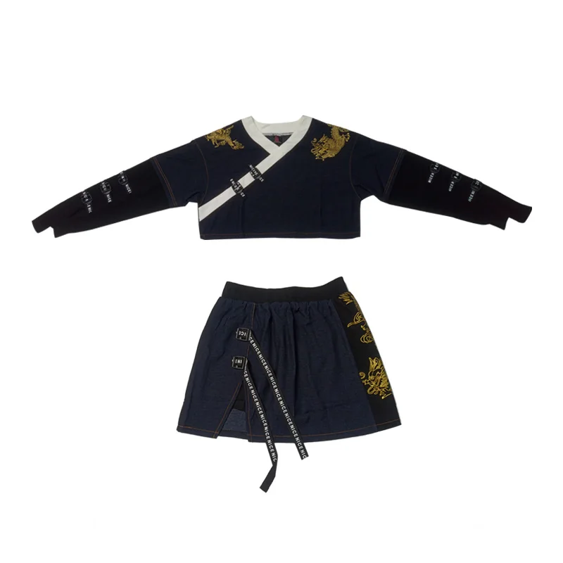 

Chinese Style Children'S Hip Hop Dance Costumes Martial Arts Black Hiphop Suit New Year'S Day Jazz Performance Clothes