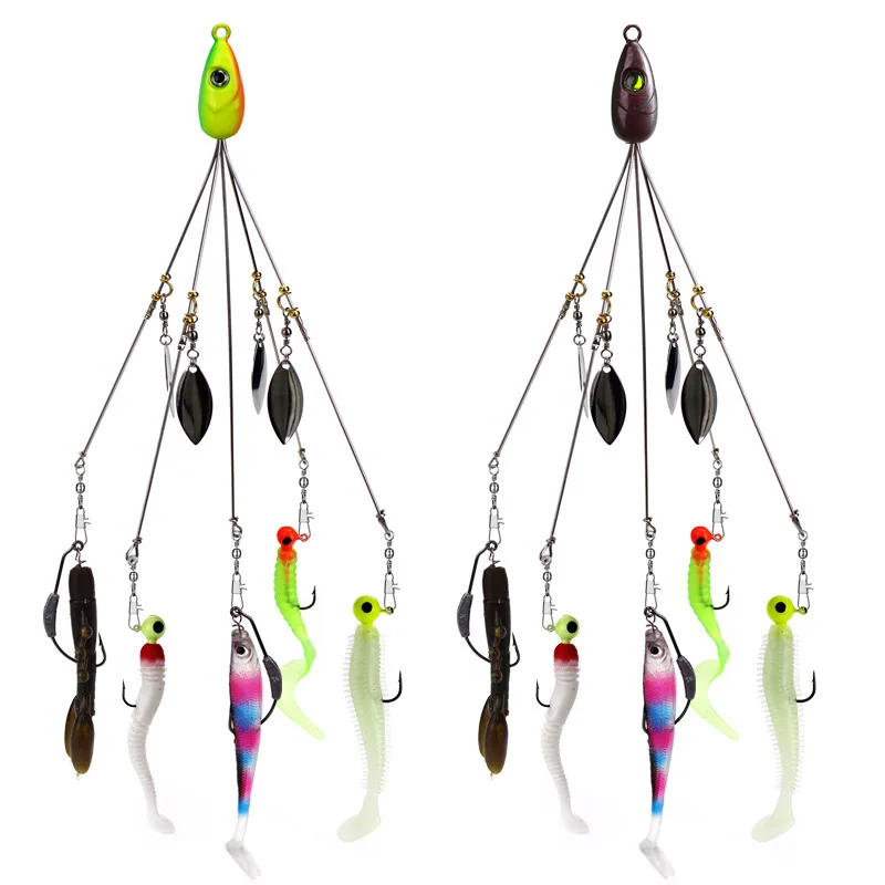 

Fishing Lure Set Spiral Tractor Bait 5 Arms Alabama Umbrella Rigs With Barrel Swivels Fishing Lures Bait Bass With Fake Bait