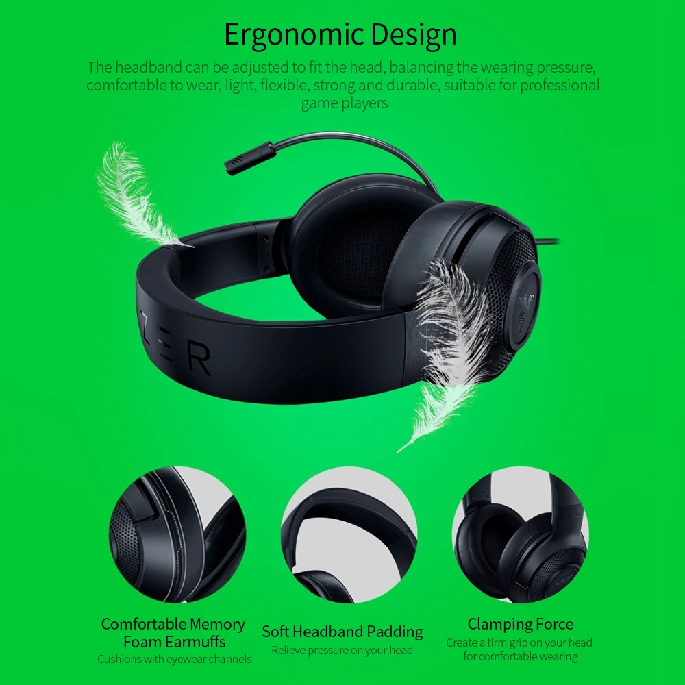 Игровая гарнитура Razer Kraken X-Mercury 7 1 с объемным звуком и гибким кардиоидным