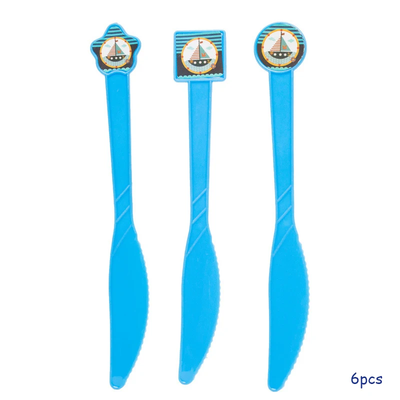 Knife 6pcs Морские вечерние предметы декора для дня рождения детей, предметы декора для вечеринок и дней рождения, декоративные одноразовые бумажные тарелки, бумажные стаканчики, посуда для душа ребенка - Цвет: Knife 6pcs