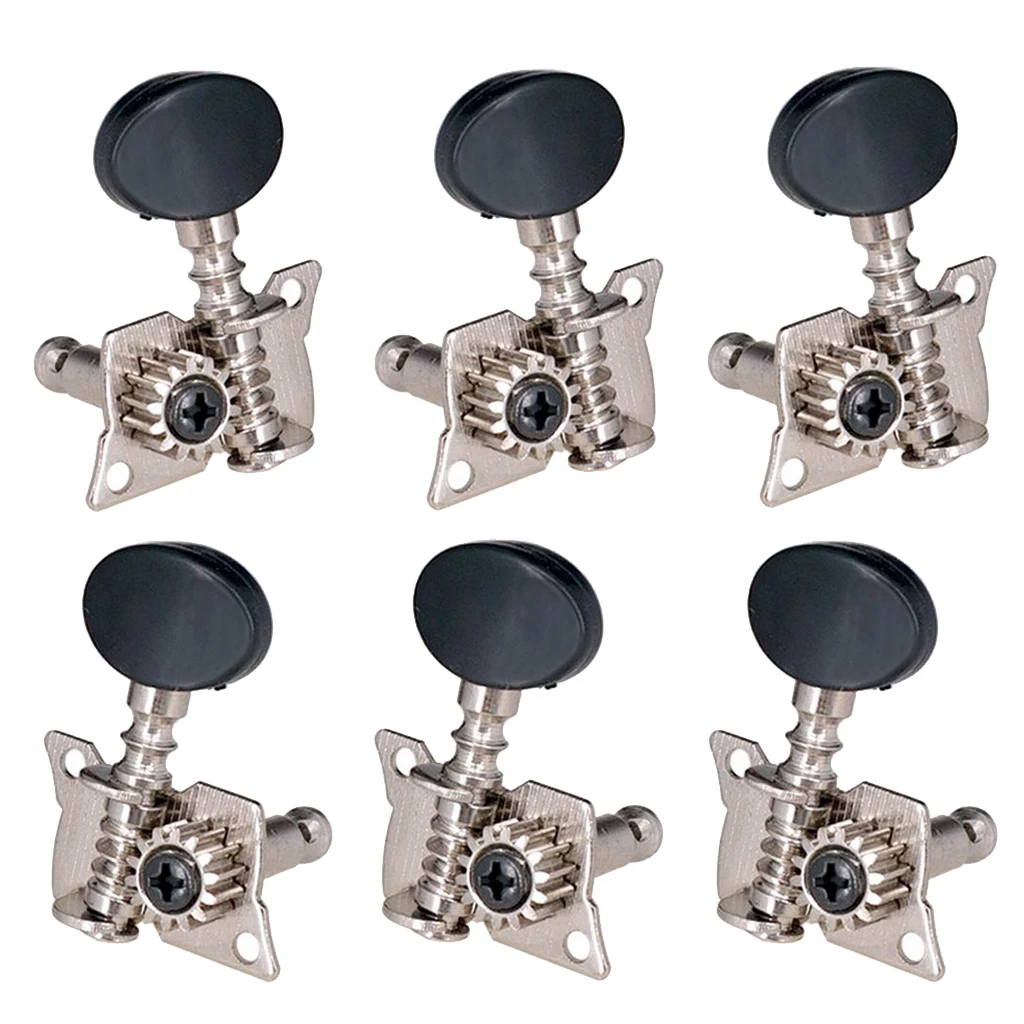 

6x Replace Guitar Machine Heads Knobs Guitar String Tuning Pegs Machine Head Tuners 3L 3R for Acoustic, Electric Guitar (Black)