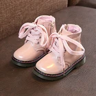 Детские ботинки для девочек, зимние ботинки из искусственной кожи, ботинки мартинсы на молнии на лодыжке, модная обувь для малышей, осенне-зимняя детская обувь для девочек