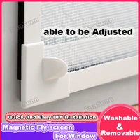 adjustable magnetic window screen for window anti mosquito net mesh with full frame removable washable with easy diy installati