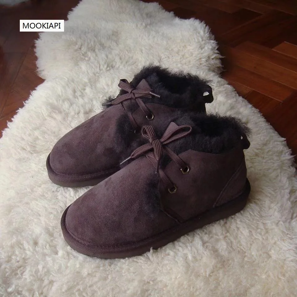 Новейший Европейский стиль 2019 г. Зимние ботинки с низким голенищем натуральная