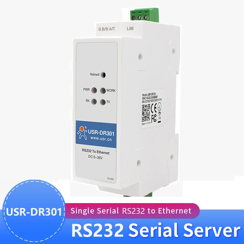 USR-DR301 DIN-рейка Modbus RS232 Последовательный порт в Ethernet Конвертер двунаправленная