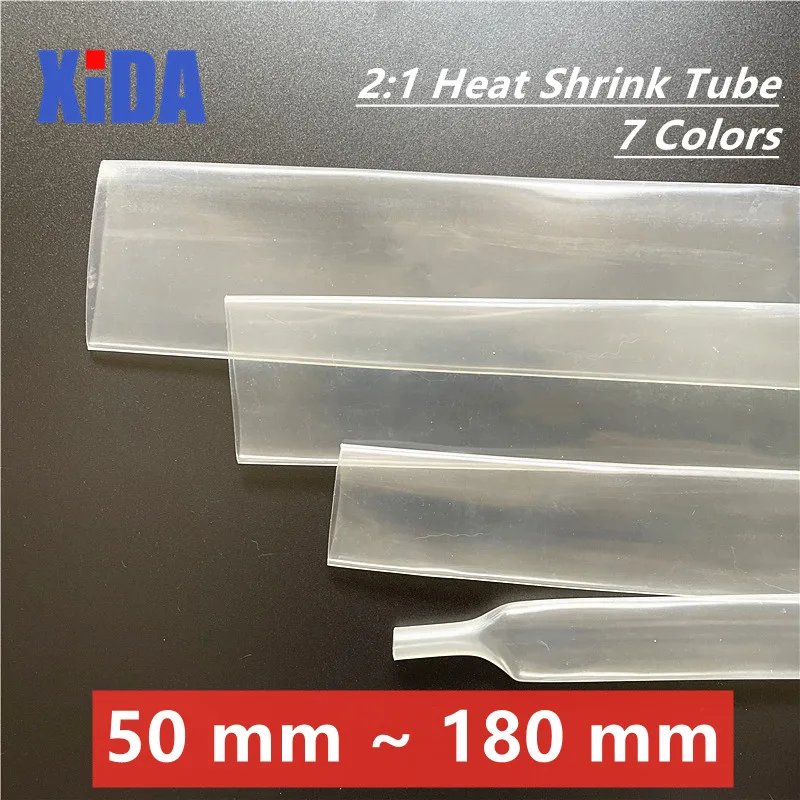 

1Meter 2:1 Clear Transparent 50 60 70 80 90 100 120 150 180mm Heat Shrink Tube Heatshrink Tubing Tube Wire Sleeving Wrap Kit DIY