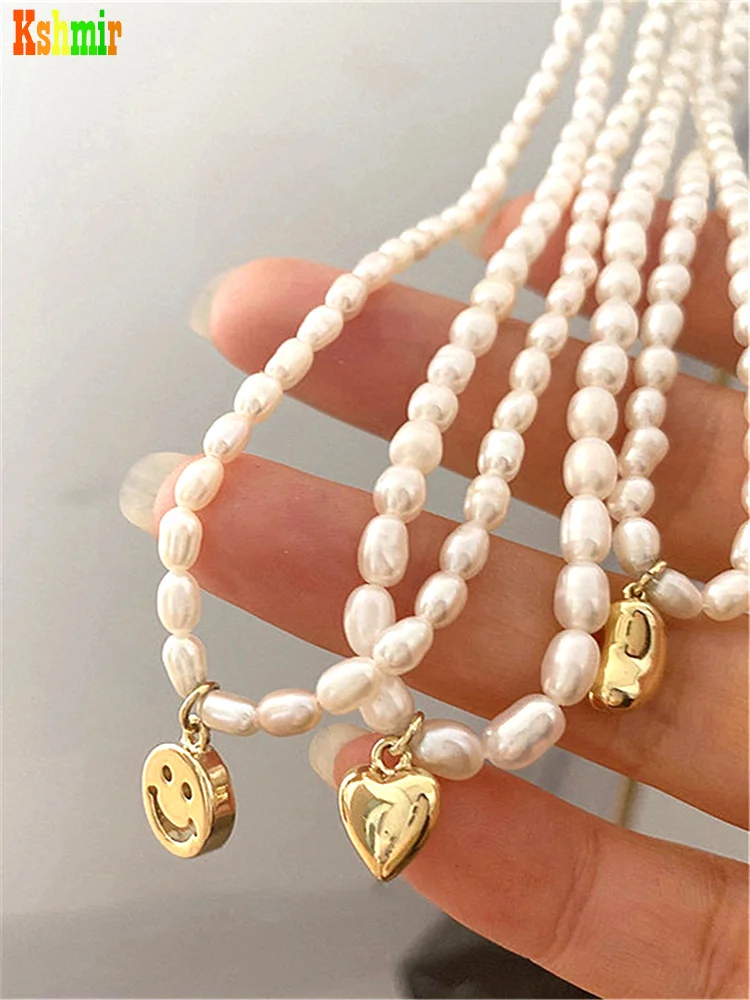 

Kshmir Baroque natural freshwater pearl heart necklace pendant necklace feminine choker clavicle chain girl jewelry gifts 2021