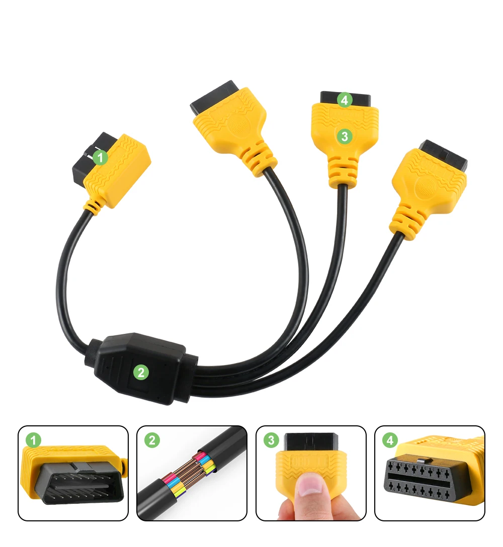 Автомобильный раздельный кабель AUTOOL OBD2 50 см OBD 2 OBDII вилка гнездо Y образные кабели