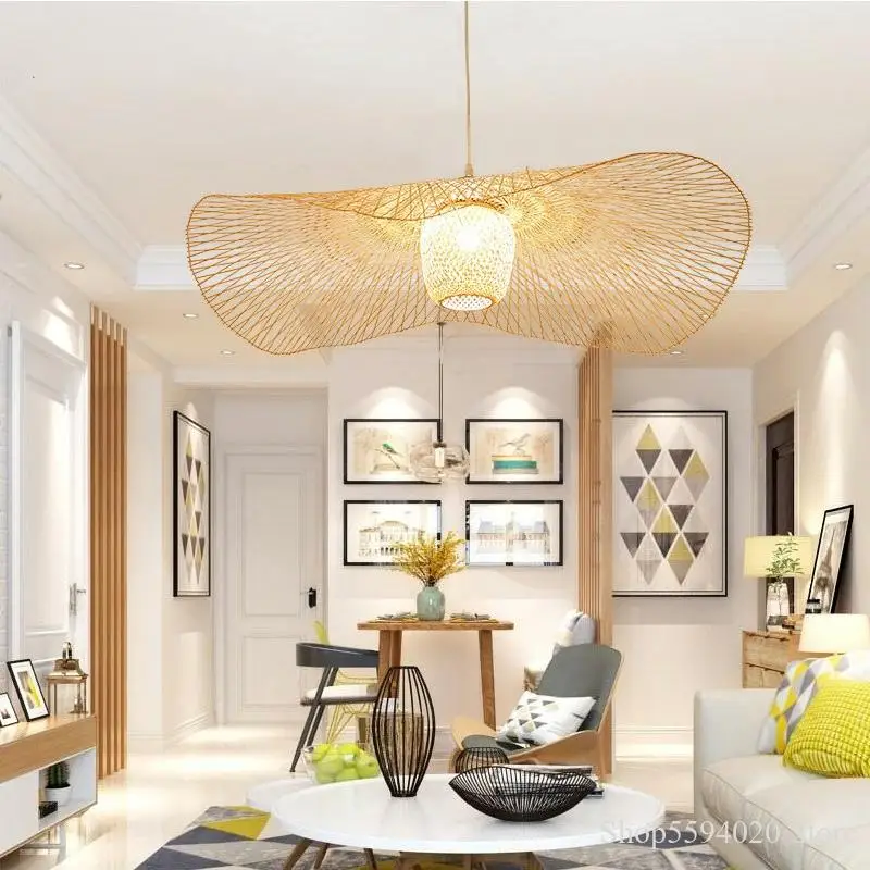 Chinese Bamboo Pendant Light Weaving Wicker Rattan Shade E27 Lamps for Living Room Bedroom Dining Home Decor Indoor Lighting | Лампы и