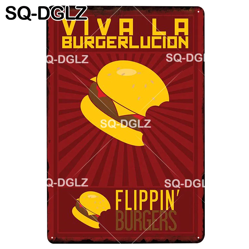 [SQ DGLZ] жестяной знак с бургерами винтажный декор для бара металлический табличка