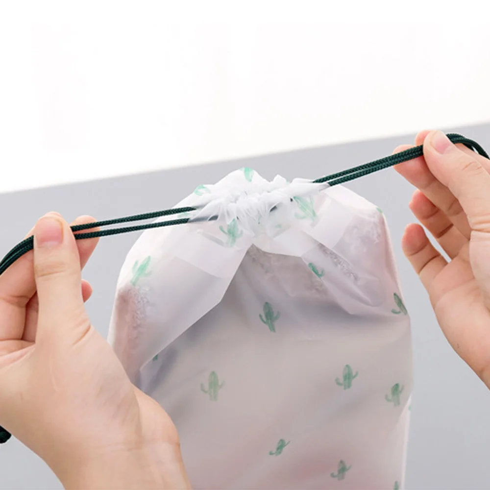Women Transparent Drawstring Cactus Cosmetic Bag Travel Makeup Case Make Up Bath Organizer Storage Pouch Toiletry Wash Beauty | Дом и сад