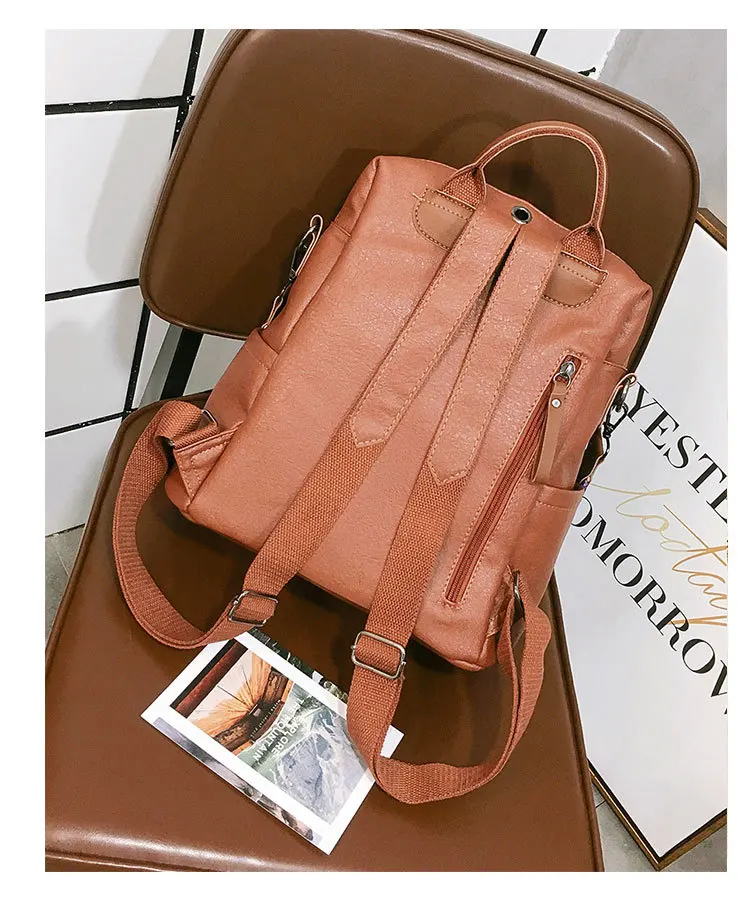 Женский рюкзак из искусственной кожи высокого качества однотонный для девочек