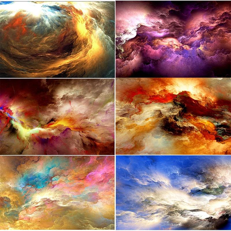 

Modern Abstract Landscape Picture Colorful Cloud Oil Paintings Canvas Poster Print Nordic Room Decoration Wall Picture For Home