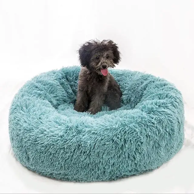 Pet Подушка, кровать для собаки супер мягкие плюшевые питомник круглый для собак/кошек Зимние теплый спальный мешок с рисунком Щенячий Подушка Мат Товары для собак - Цвет: Синий