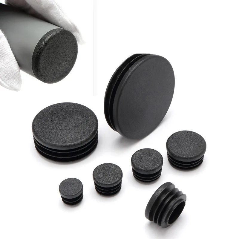 

4-16pcs Black Plastic Furniture Leg Plug Blanking End Insert Cap Bung For Round Steel Pipe Tube dust cover floor protector part