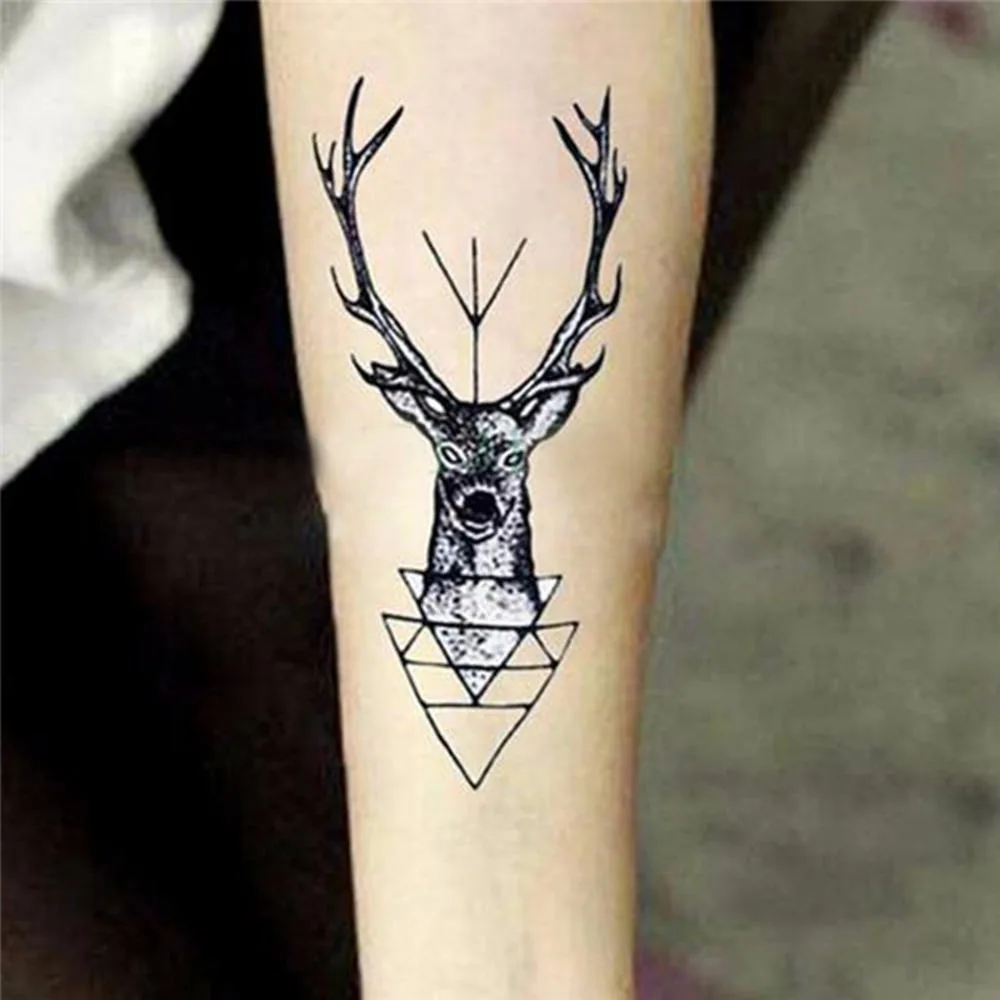 Горячая Распродажа Водонепроницаемый временная татуировка Стикеры головы лося